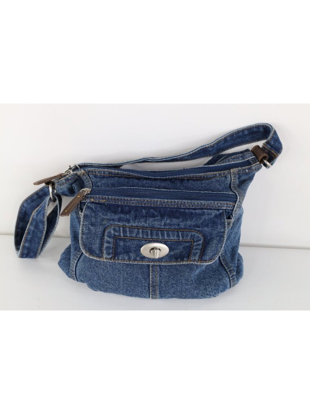 Vintage 90s Y2K Streetwear Babydoll Faded Denim Jean Purse Shoulder Bag Blue